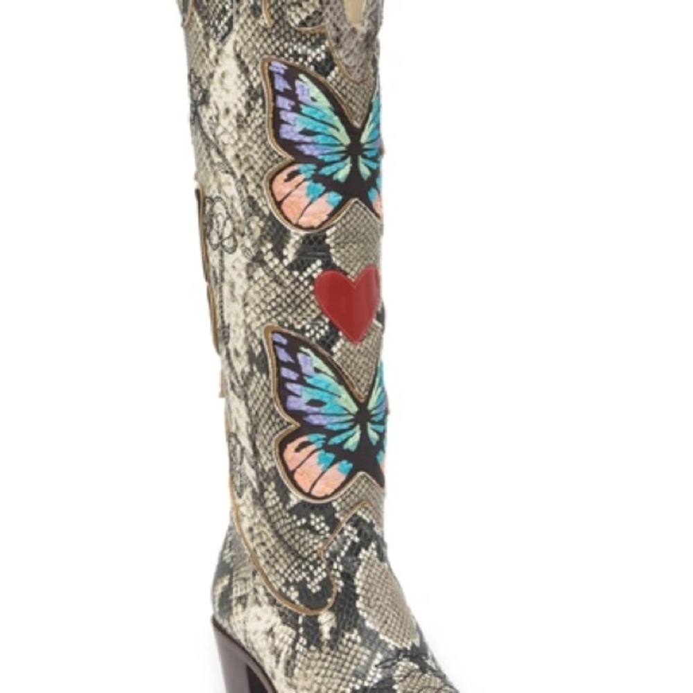 Sophia Webster Snakeskin Butterfly Embellished Boots - Picture 5 of 5